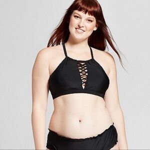 Xhilaration Macrame Detail High Neck Bikini Top